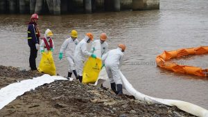 Big NanoTech team using N-FIBER Oil Absorbent Boom for spill response 