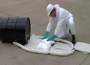N-Fiber Oil Absorbent Pillows handling oil spill at Dong Nai electronics factory