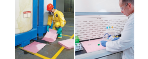 H-FIBER chemical absorbents used in laboratory and factory environments for fast chemical spill control