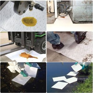 N-FIBER oil absorbent pads in action across various industrial environments 