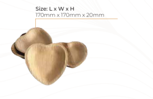 Heart shaped areca leaf plate