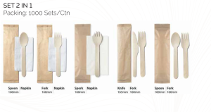 Set 2 in 1 N-leaf wooden cutlery