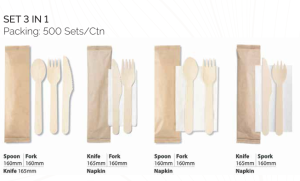 Set 3 in 1 N-Leaf wooden cutlery