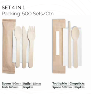 Set 4 in 1 N-Leaf wooden cutlery