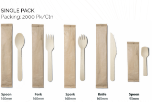 N-leaf wooden cutlery single pack